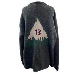 BURTON Throwback 13 Gray Mens Sweater Wool Knit Crew Neck Drop Shoulder Large L